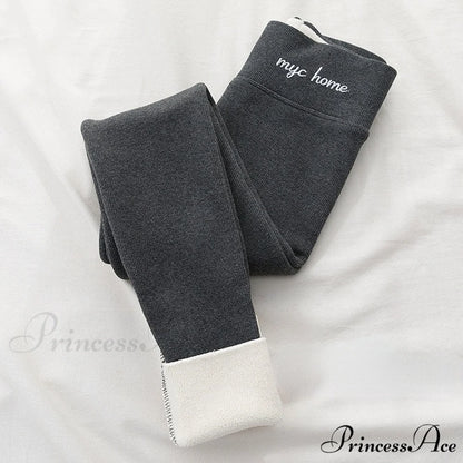 Velvet Thick High Waist Thermal Warm Leggings darkgrey 300g / L 40-62kg