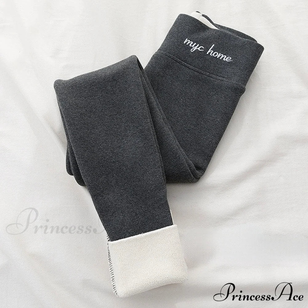 Velvet Thick High Waist Thermal Warm Leggings darkgrey 300g / L 40-62kg