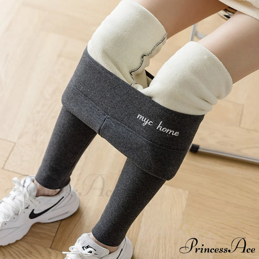 Velvet Thick High Waist Thermal Warm Leggings darkgrey 450g / L 40-62kg