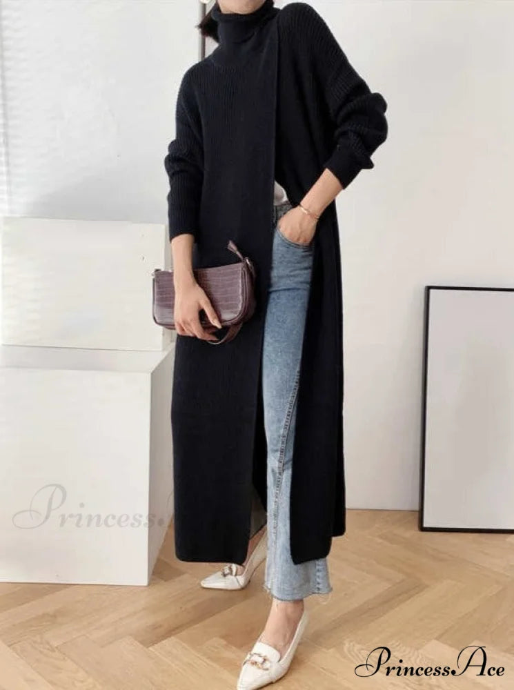 VERA LONG KNIT TOP - Black One Size / Black