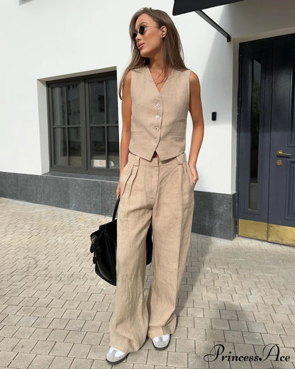 Vest Low-Waist Pants Suit Grey / S