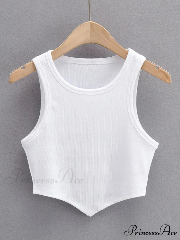 vest round inverted mini triangle Women’s sleeveless neck top White / S