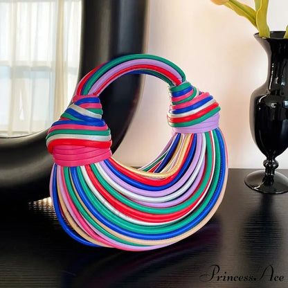 Vibrant Spectrum Noodles Shaped High-End Designer Women Handbag Clutch Colorful / 27x27x12cm clutchbag-250126