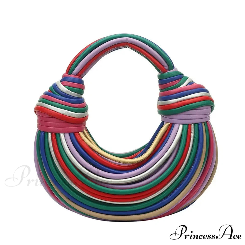 Vibrant Spectrum Noodles Shaped High-End Designer Women Handbag Clutch Colorful / 27x27x12cm clutchbag-250126