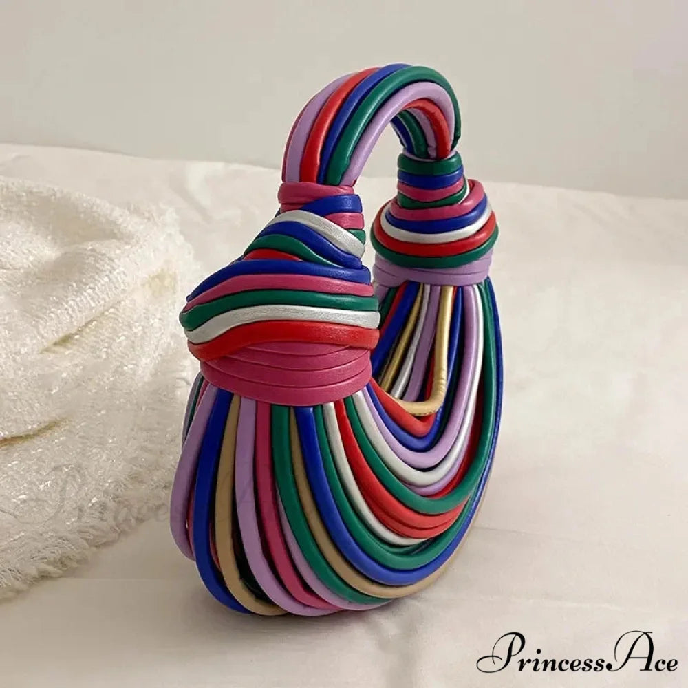 Vibrant Spectrum Noodles Shaped High-End Designer Women Handbag Clutch Colorful / 27x27x12cm clutchbag-250126