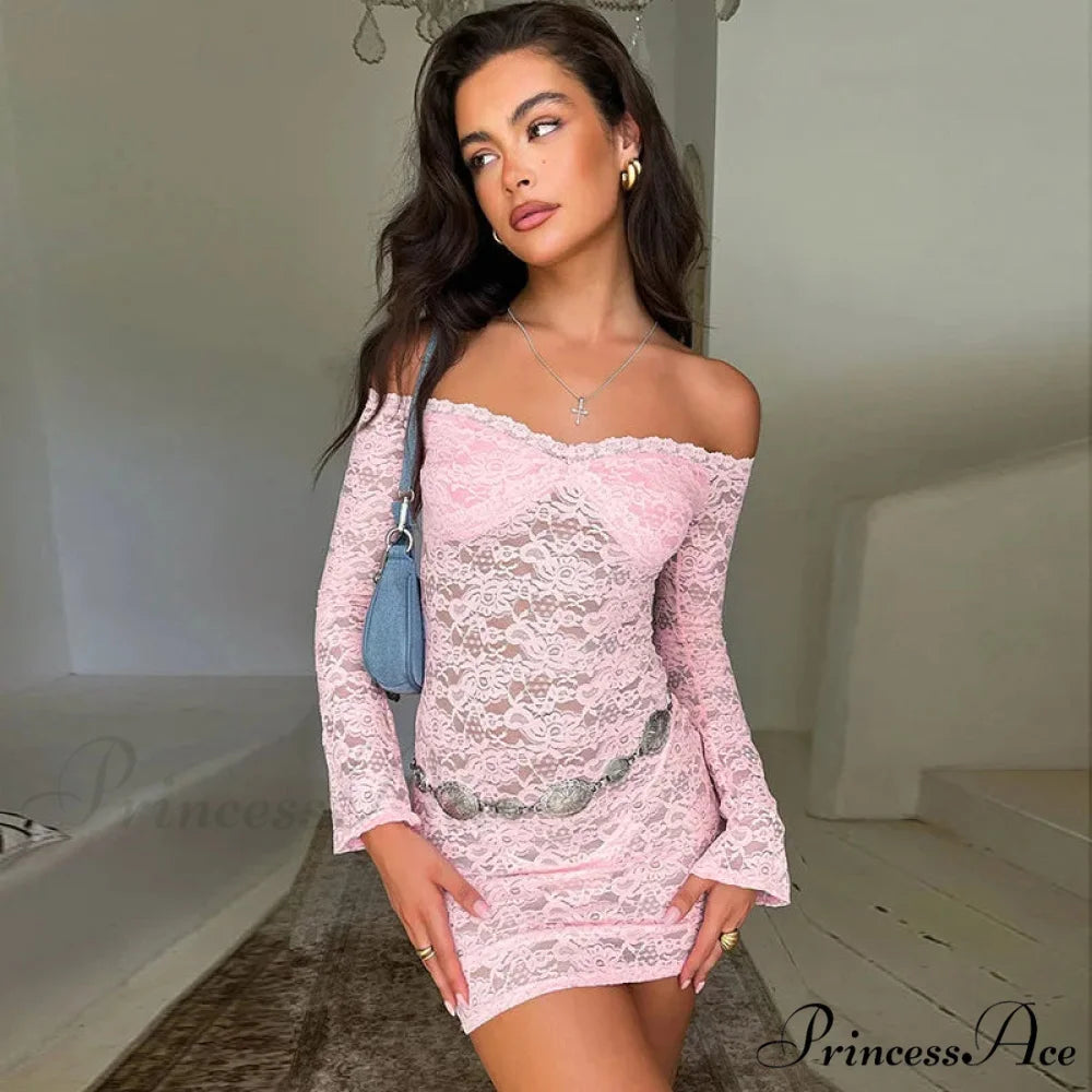 View Lace Holiday Dress Pink / S vacationdress-250223