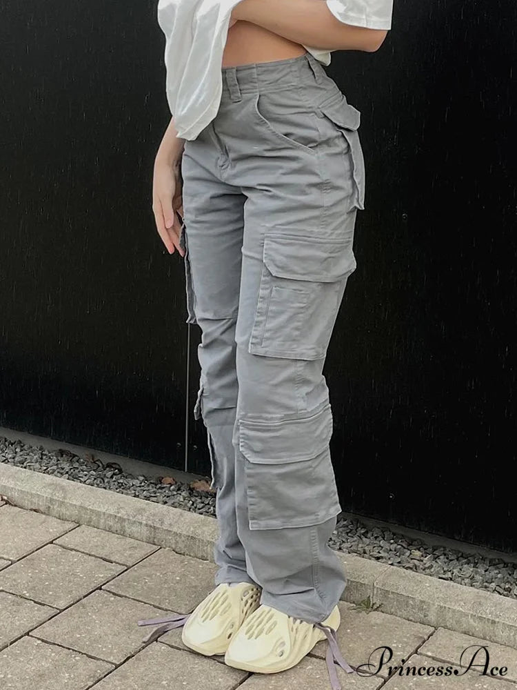 Vintage Baggy Cargo Pants Gray / S