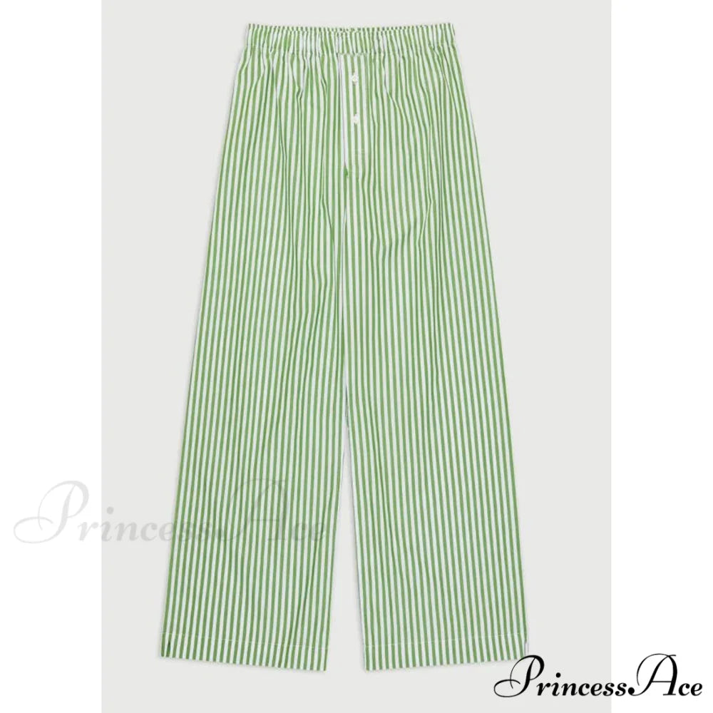 Vintage Banded Buttoned High Rise Straight Trouser GREEN / S pant-250223