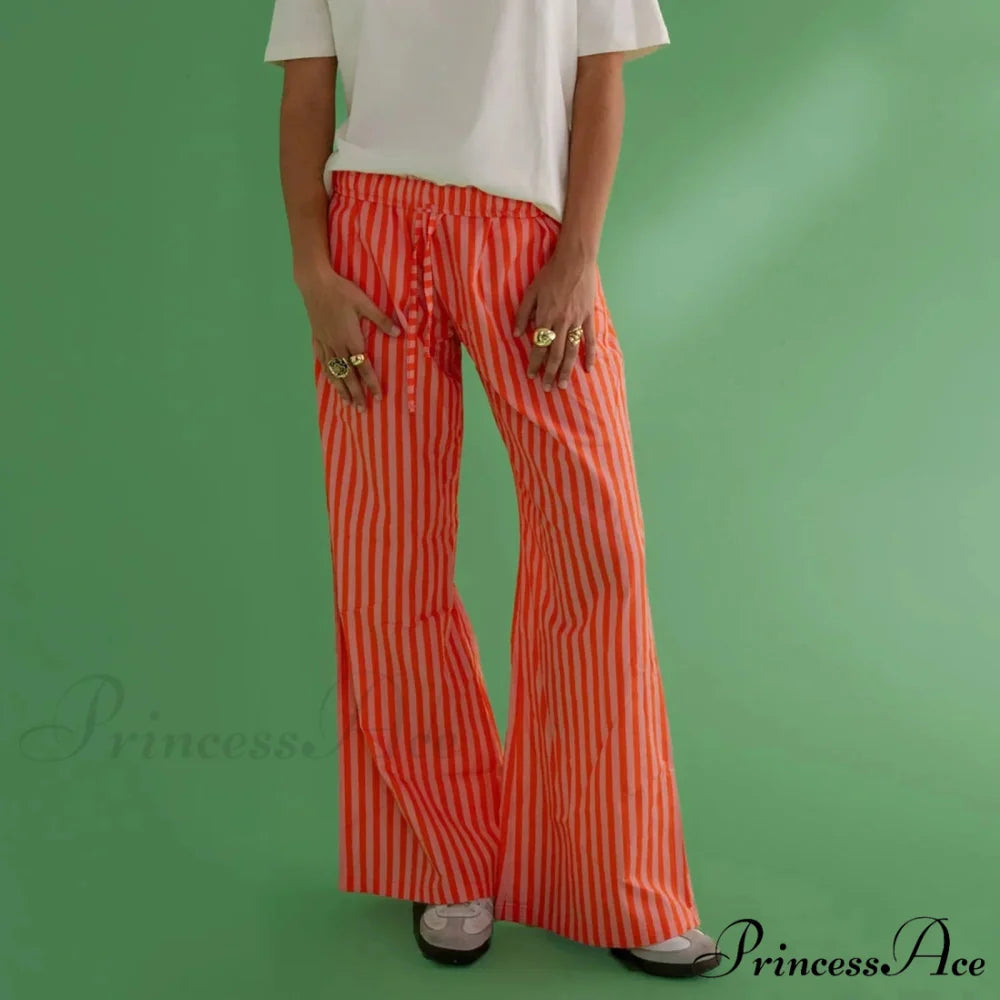 Vintage Banded Buttoned High Rise Straight Trouser RED / S pant-250223