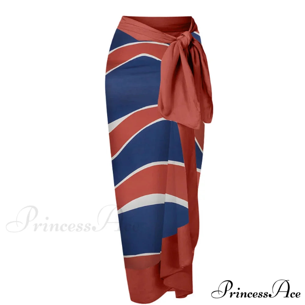 Vintage Banded Printed Swimsuit One Piece Brown / S onepiece-250223