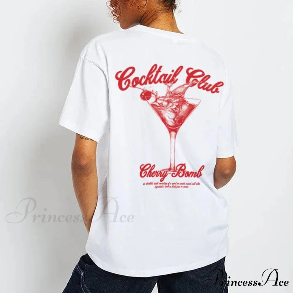 Vintage Beverage Club Graphic T-shirt WHITE / S t-shirt-250223