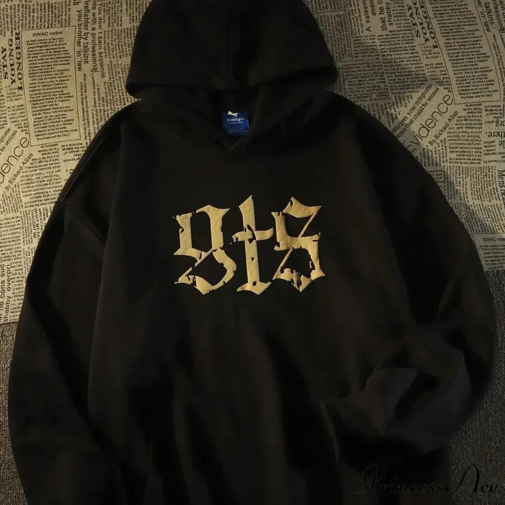 Vintage Big Size Gothic Print Hoodie hoodies-241228