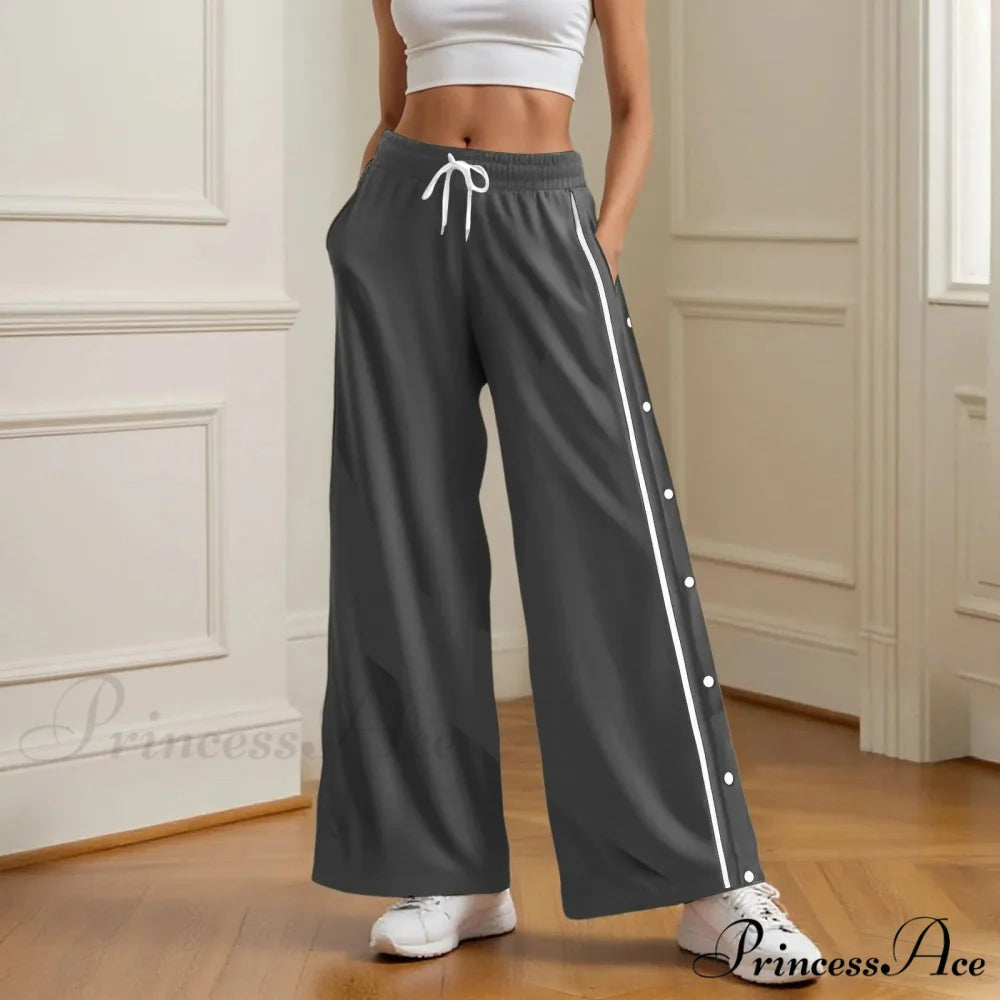 Vintage Broad Leg Urban Cargo Trousers Dark Gray / S pants-241228