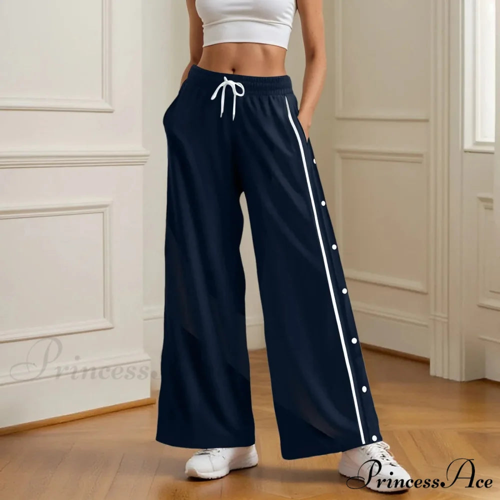 Vintage Broad Leg Urban Cargo Trousers Navy / S pants-241228