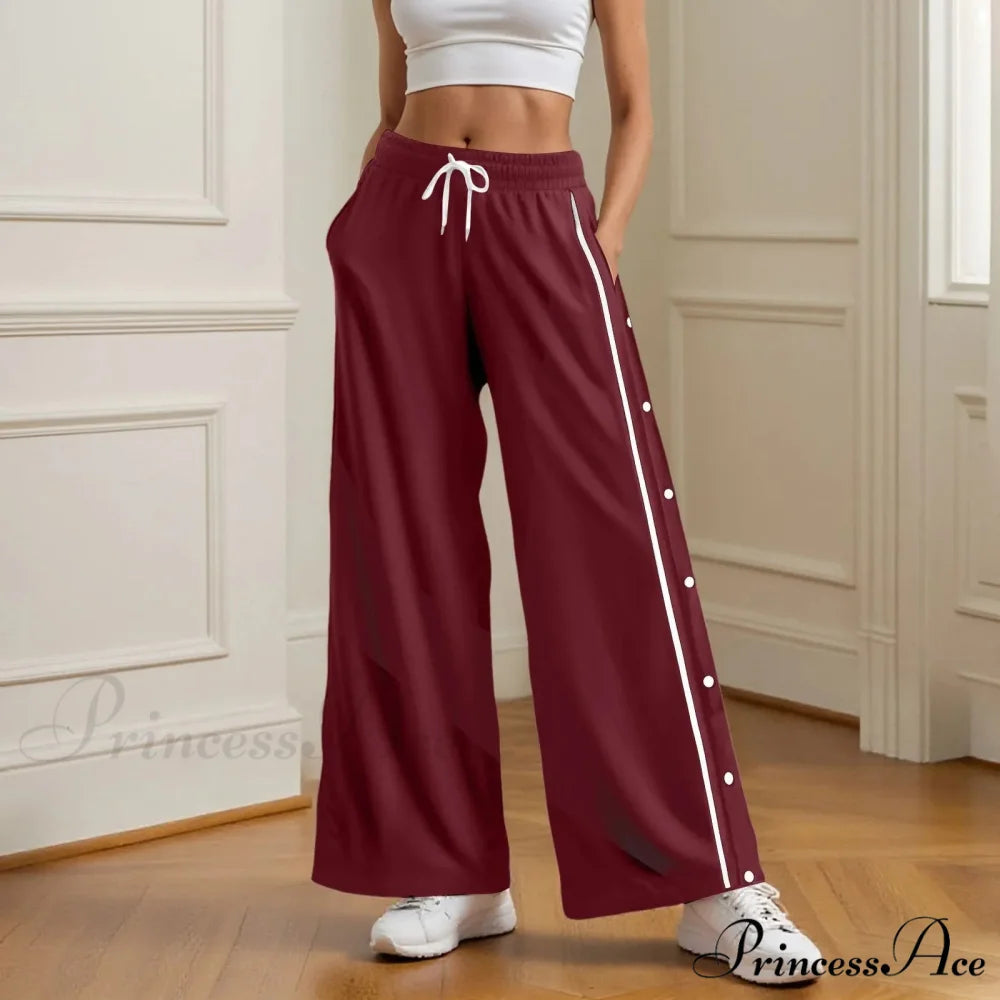 Vintage Broad Leg Urban Cargo Trousers Red / S pants-241228