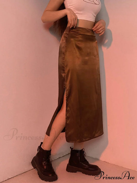 Vintage Brown High Waist Skirt