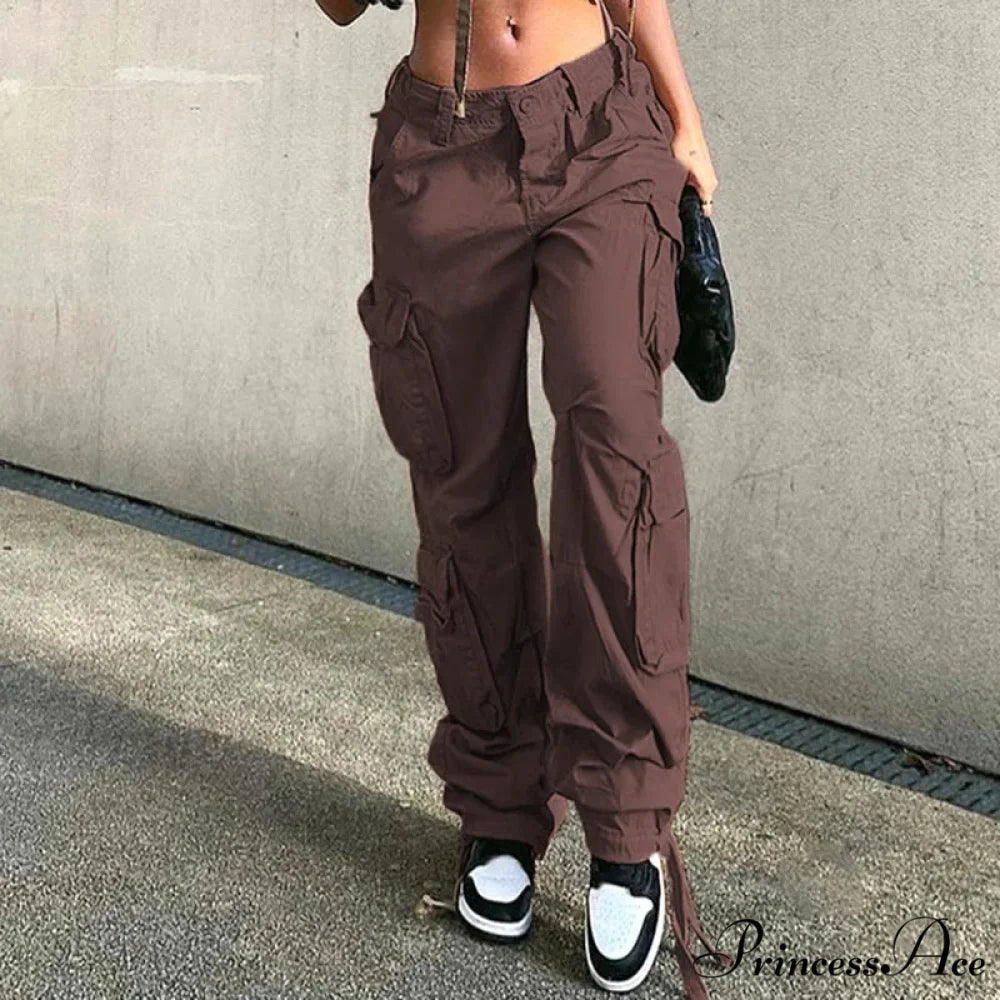 Vintage Cargo Baggy Streetwear Pockets Wide Leg Low Waist Casual Loose Y2k Denim Jean