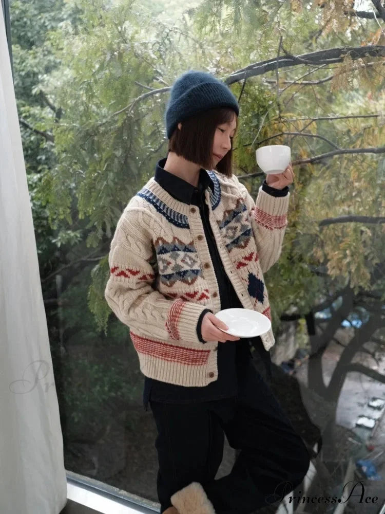 Vintage Christmas Twisted Floral Cardigan