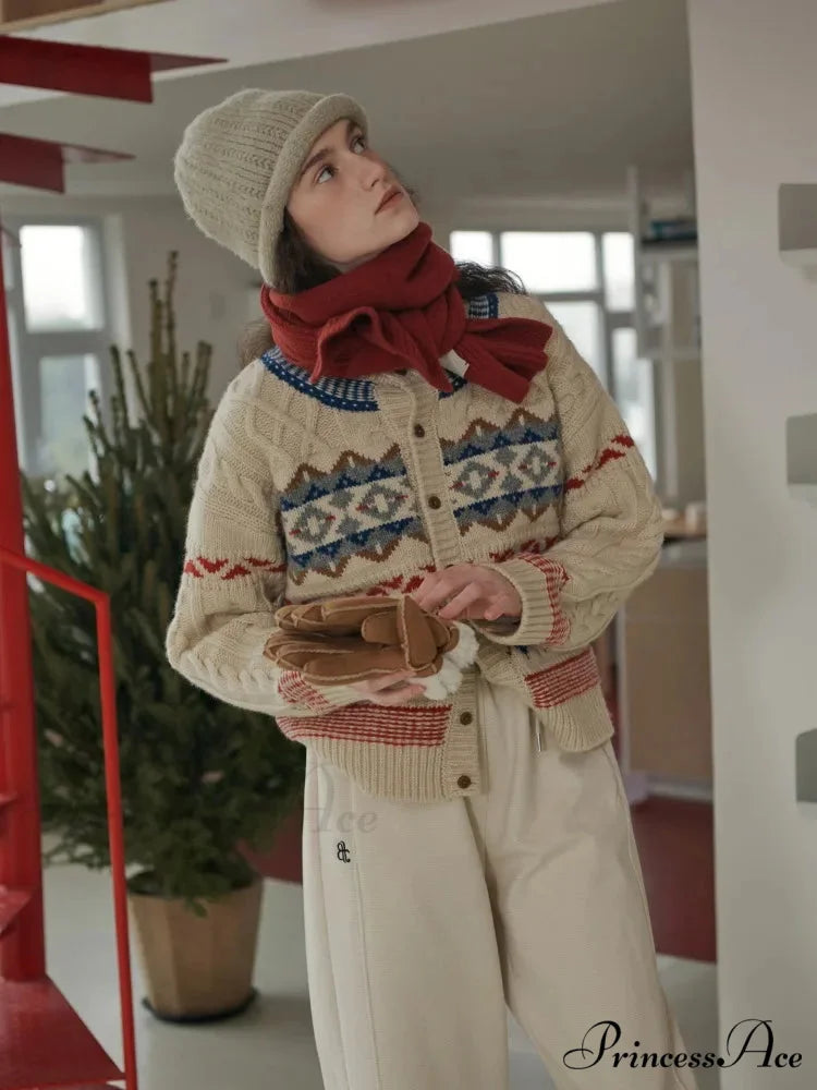 Vintage Christmas Twisted Floral Cardigan