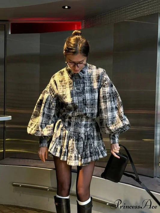 Vintage Collar Baggy Bishop Sleeve Top blouse-250223