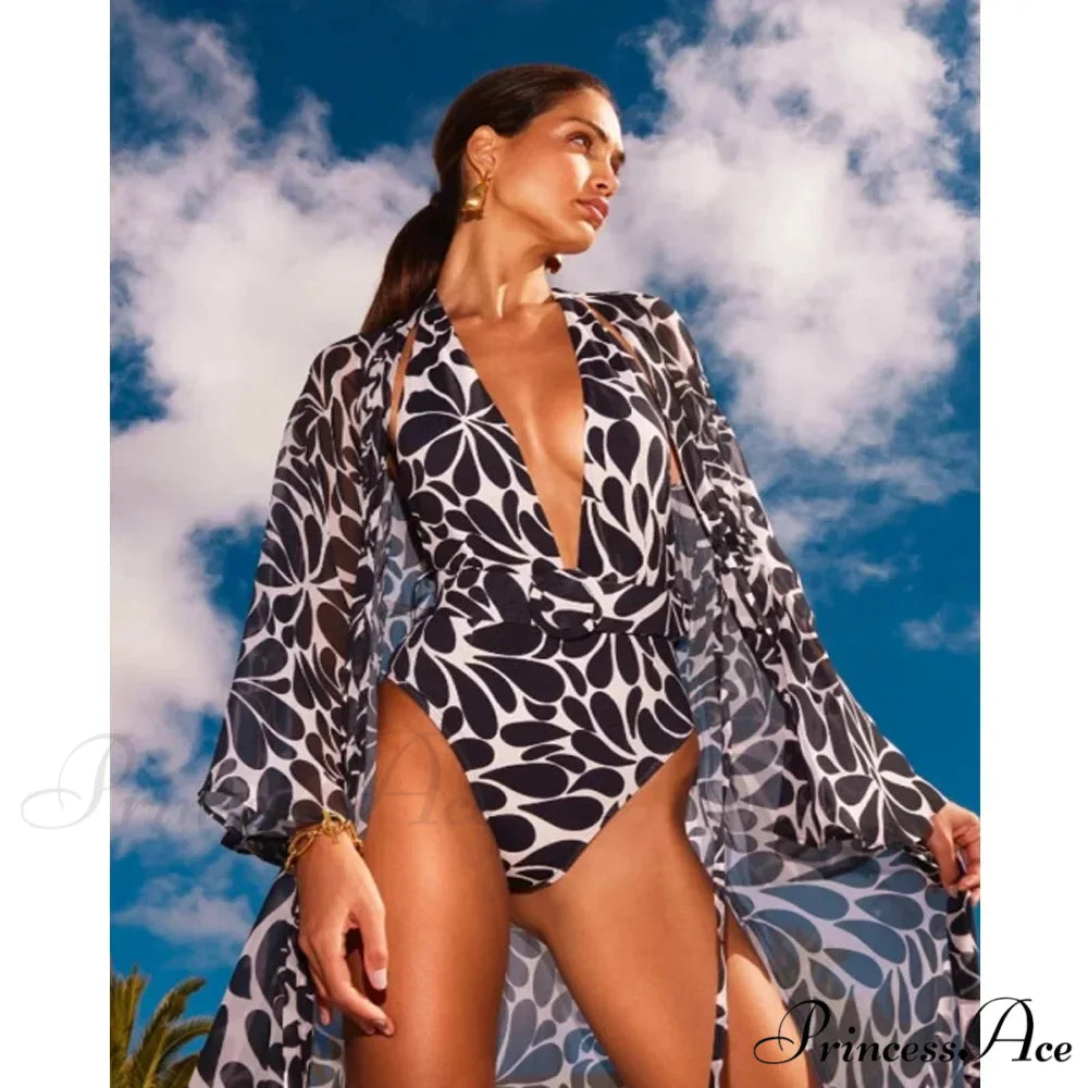 Vintage Deep Plunge Swimsuit One Piece onepiece-250223