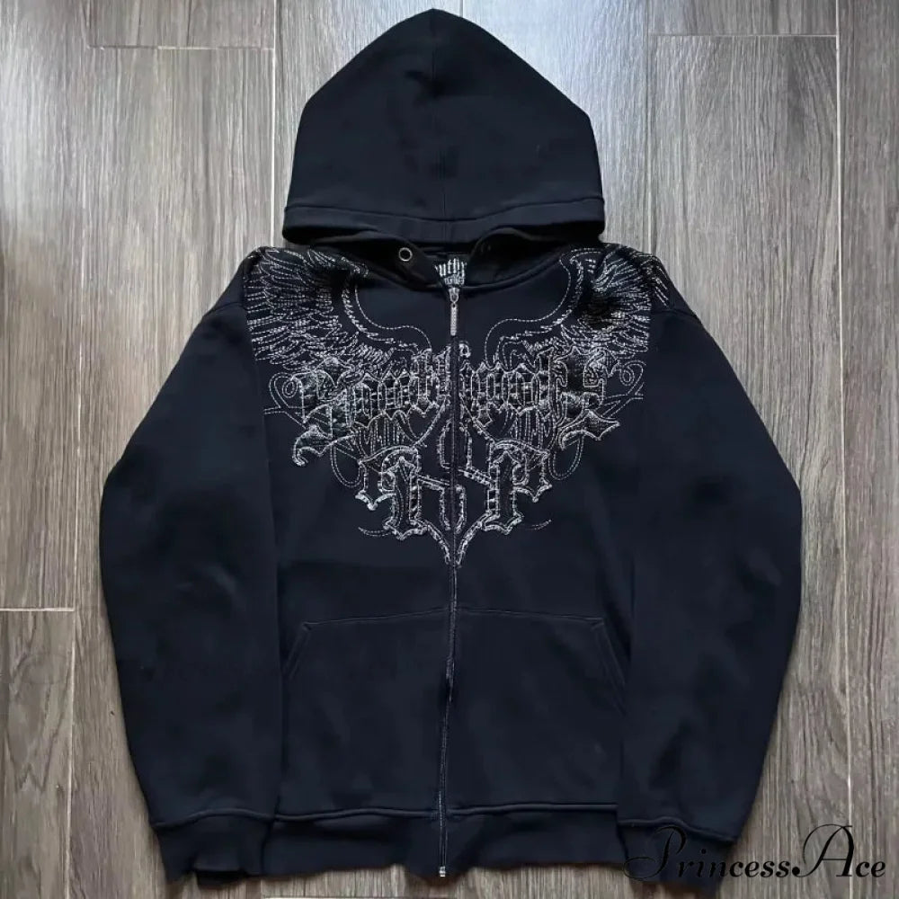 Vintage Design Zipper Hoodie black 2 / S hoodies-241228