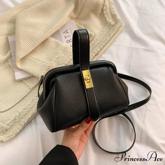 Vintage Designer Deluxe Crossbody Shopping Purse Black handbag-250126