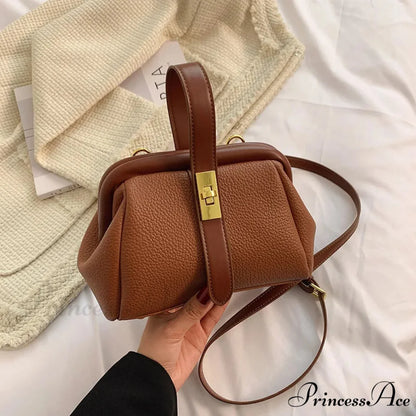 Vintage Designer Deluxe Crossbody Shopping Purse Brown handbag-250126