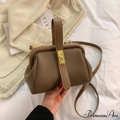 Vintage Designer Deluxe Crossbody Shopping Purse Khaki handbag-250126