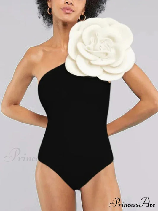 Vintage Ebony Camellia Swimsuit One Piece Black / S onepiece-250223
