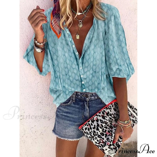 Vintage Elegant Women’s Top Blue / S