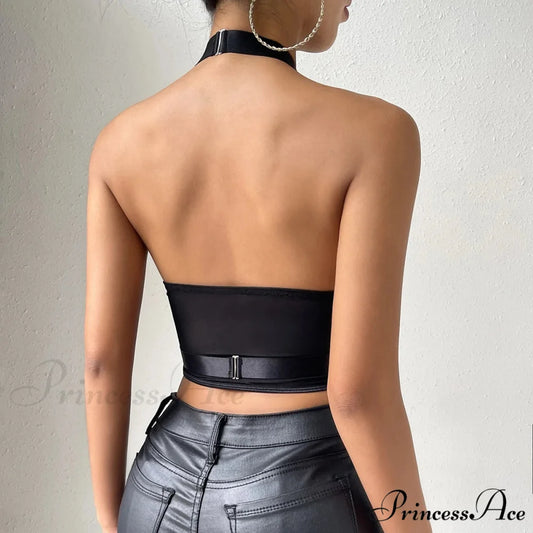 Vintage Empty Bandage Halter Lace Crop Top croptop-250126