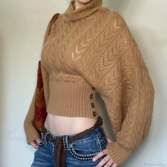 Vintage Fitted Slim Turtleneck Elegant Sweater
