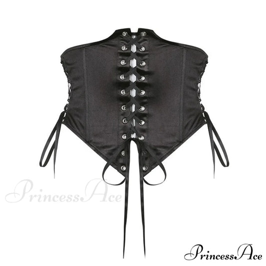 Vintage Flare Sleeve Party Bandage Mini Dress Only Black Corset / S