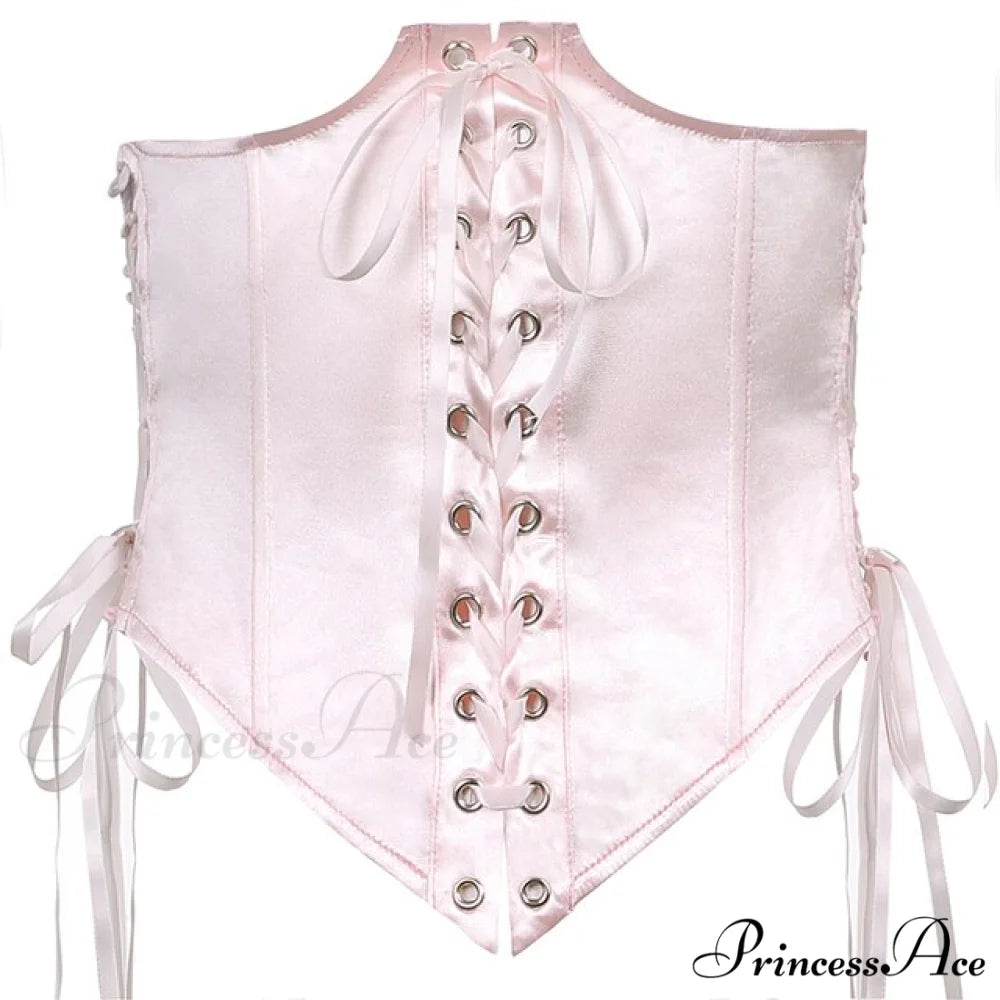 Vintage Flare Sleeve Party Bandage Mini Dress Only Pink Corset / S