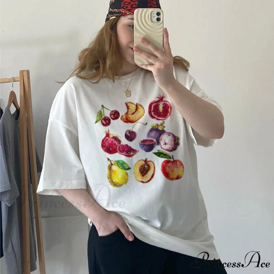 Vintage Fruit Cottagecore Plant-based T-shirt WHITE / S t-shirt-250223