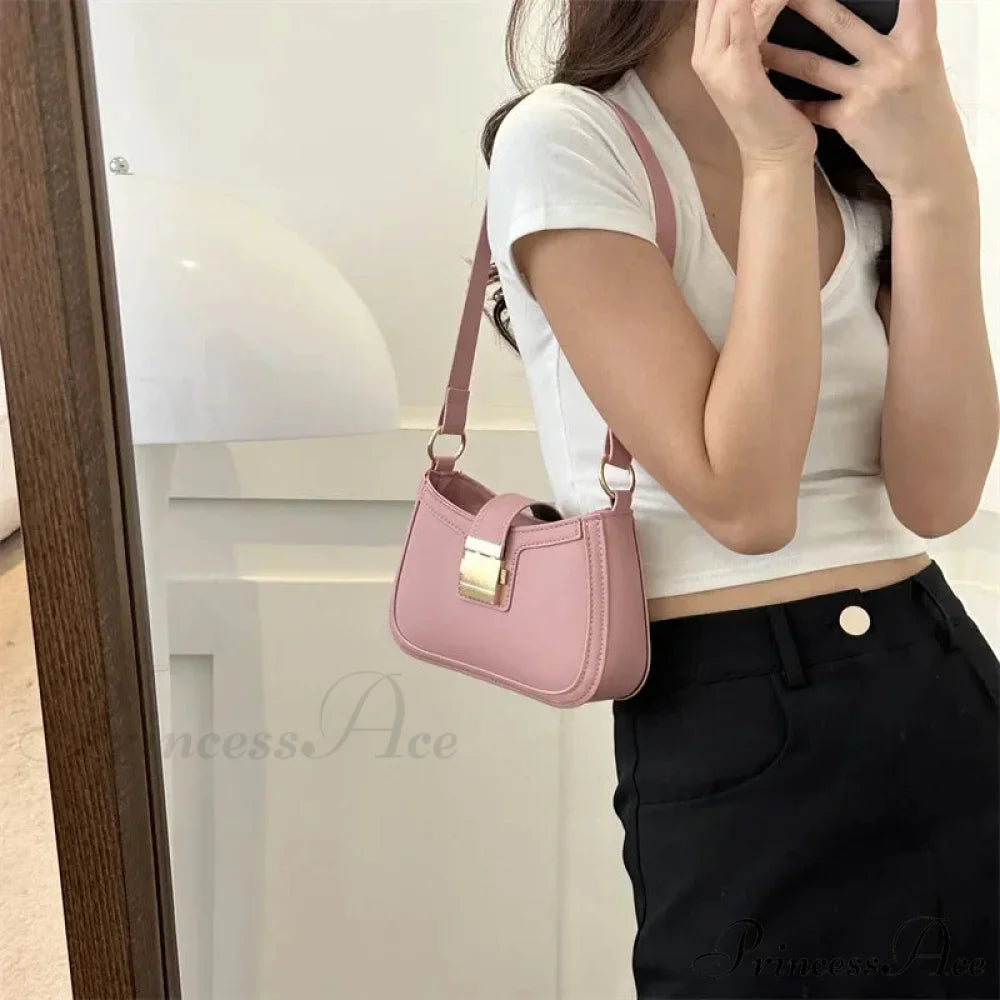 Vintage Gold Clasp Brown Shoulder Purse shoulder-250126
