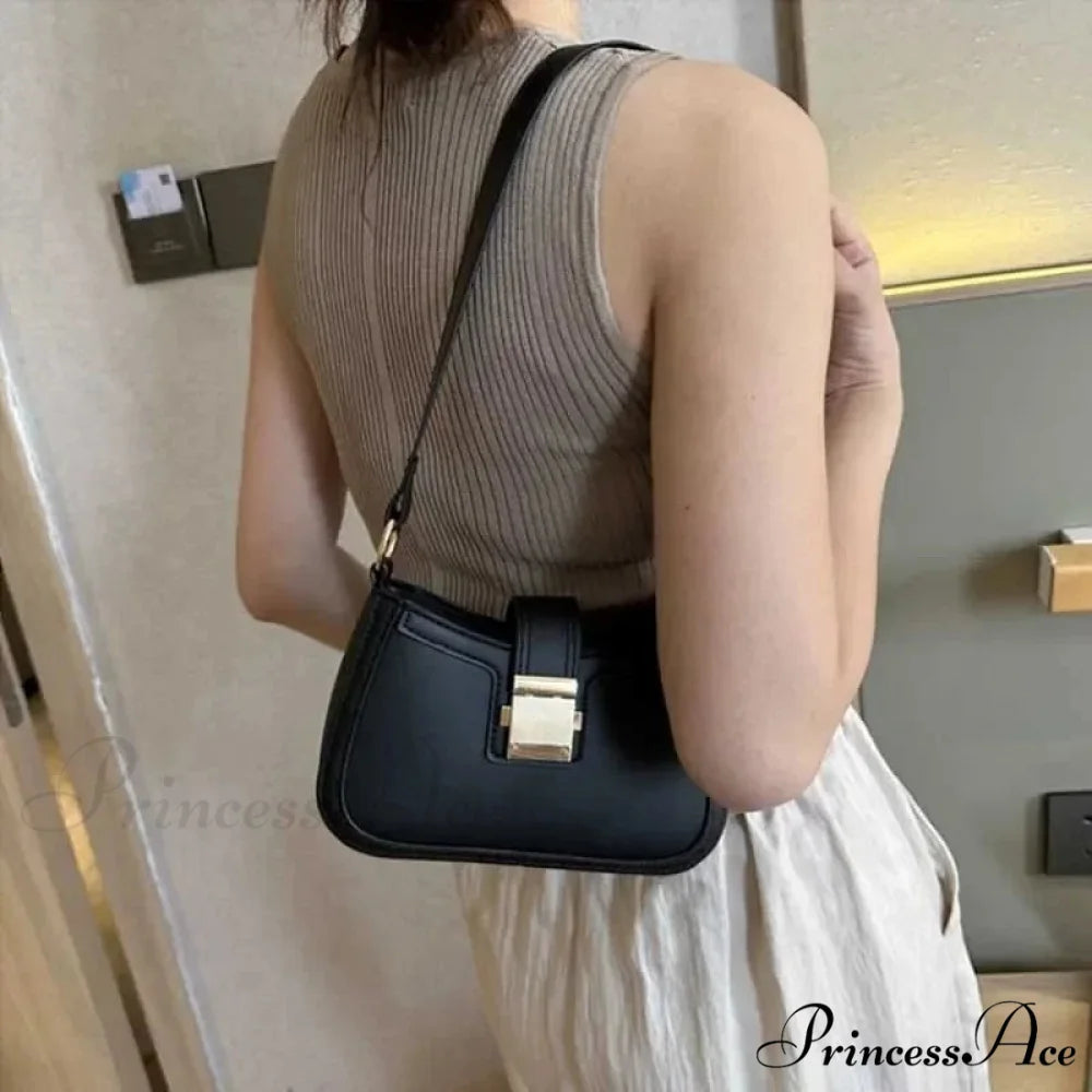Vintage Gold Clasp Brown Shoulder Purse shoulder-250126