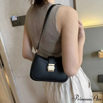 Vintage Gold Clasp Brown Shoulder Purse shoulder-250126