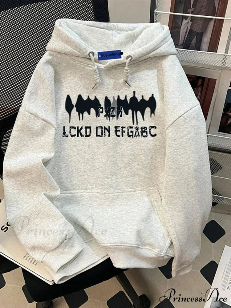 Vintage Gothic Graphic Hoodie GRAY / M(40-50KG) hoodies-241228