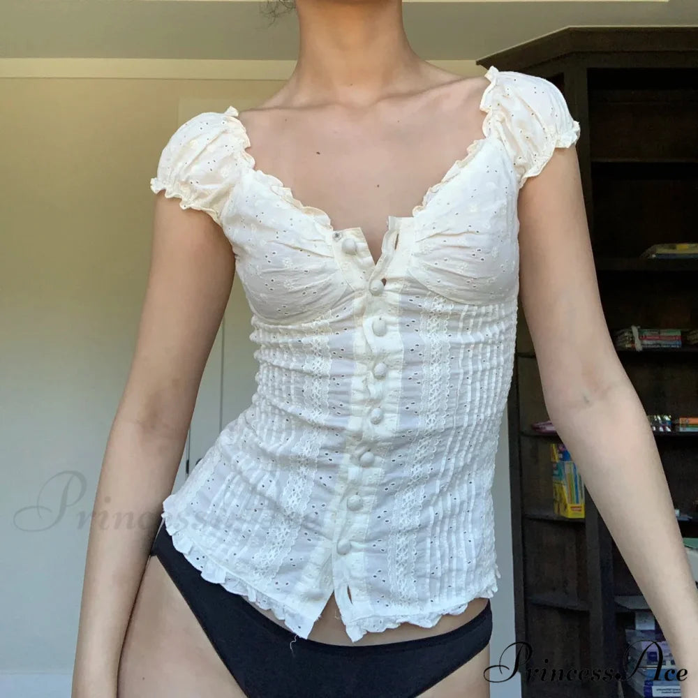 Vintage Grungy Ivory Crop Top white 1 / S croptop-250223
