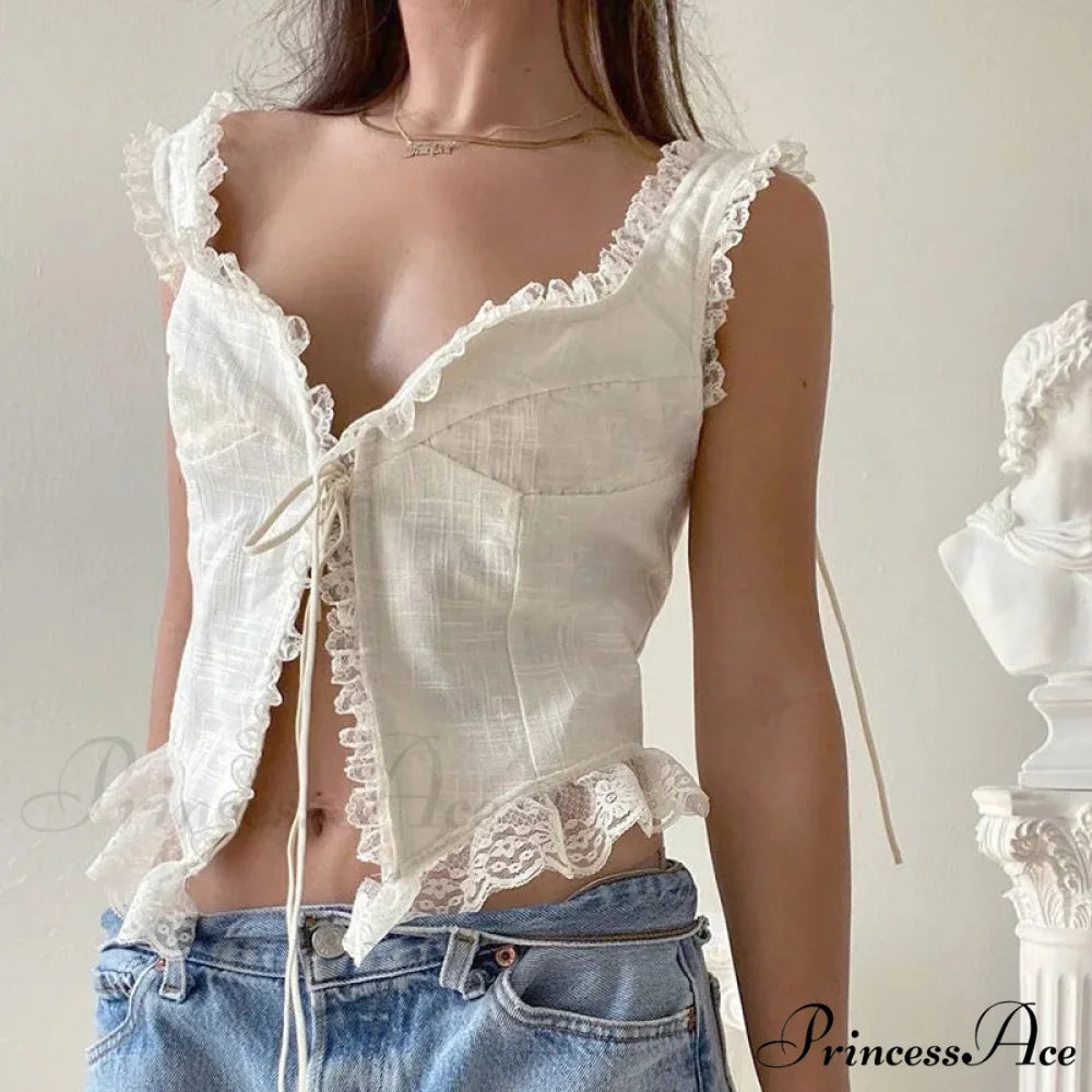 Vintage Grungy Ivory Crop Top white 6 / S croptop-250223