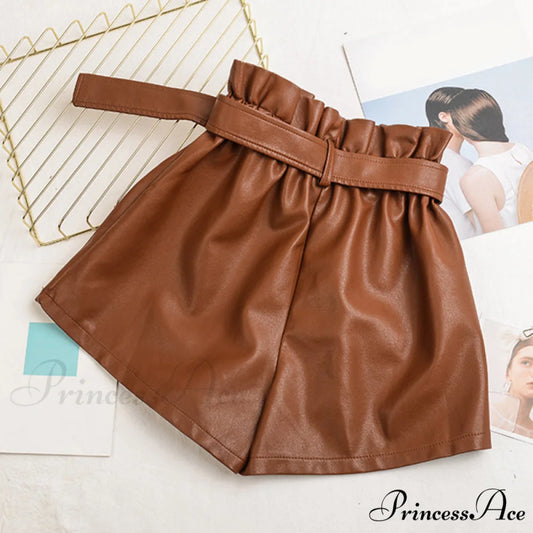 Vintage High Waist Faux Leather Shorts