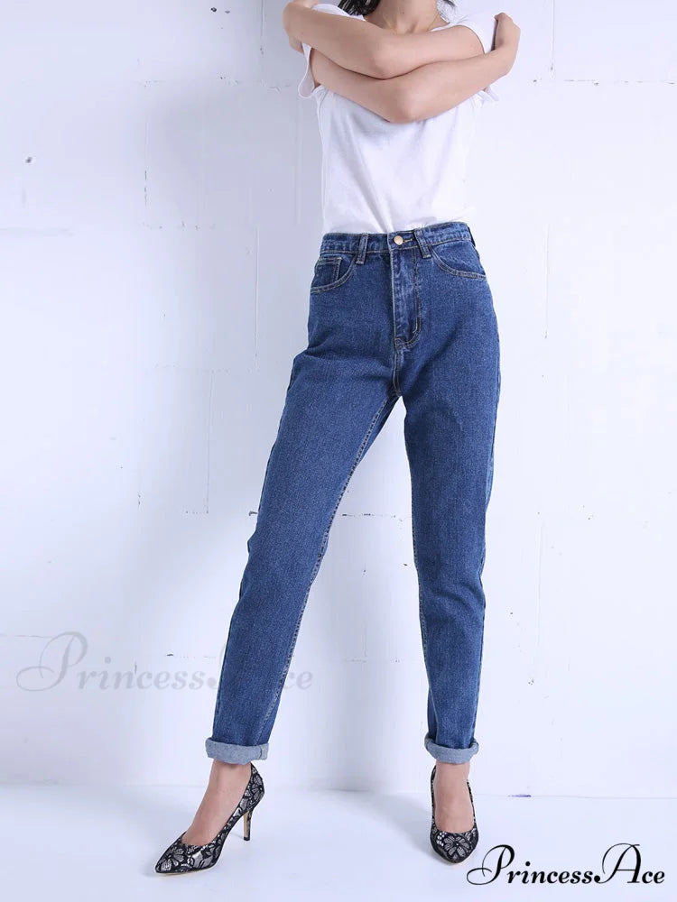 Vintage High Waist Jeans Dark Blue / 25