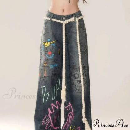 Vintage High Waist Jeans Trousers pants-241228