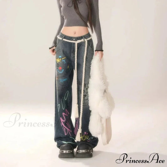 Vintage High Waist Jeans Trousers pants-241228