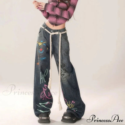 Vintage High Waist Jeans Trousers pants-241228