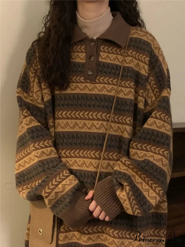 Vintage Inactive Style Banded Baggy Jumper swraters-241228