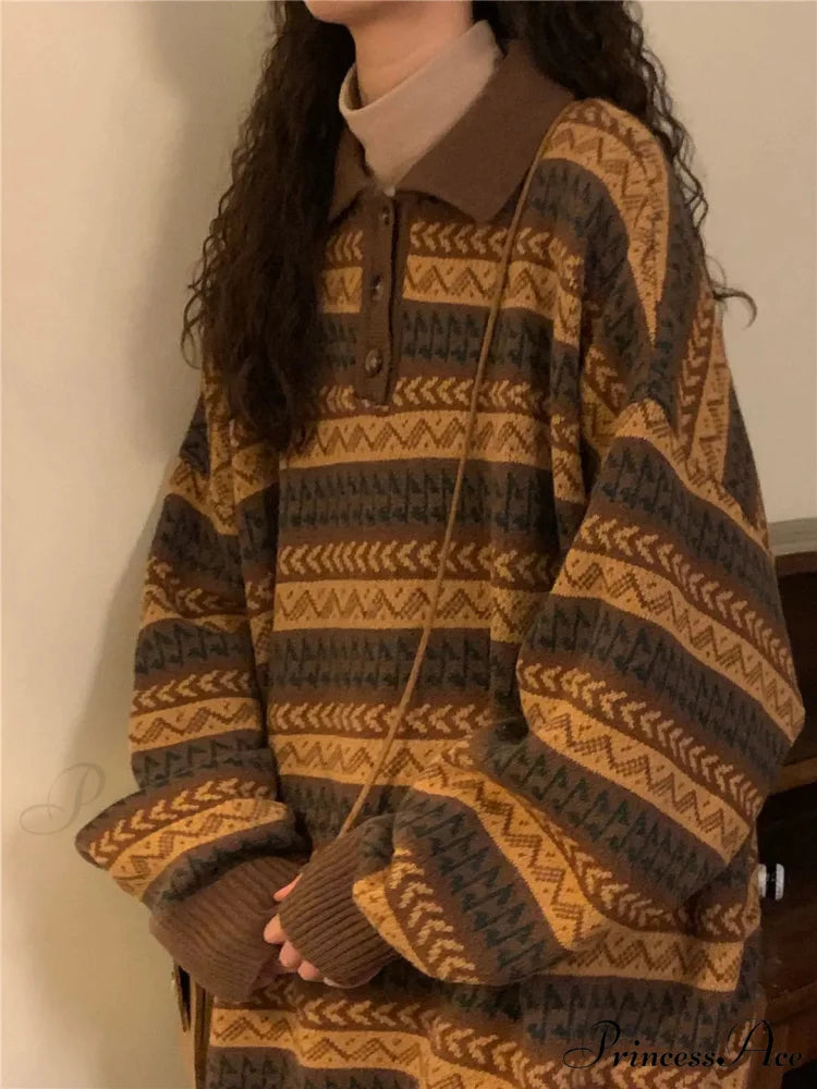 Vintage Inactive Style Banded Baggy Jumper swraters-241228