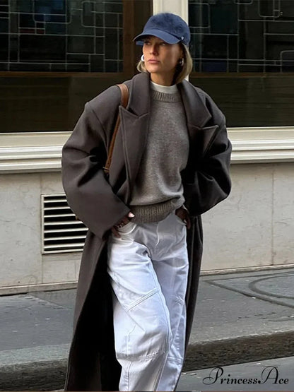 Vintage Informal Woolen Extended Coat coats-241228